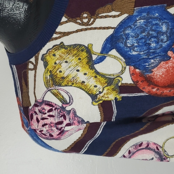 Talbots teapot print multicolor cardigan sweater buttons women size Lp - Picture 3 of 7